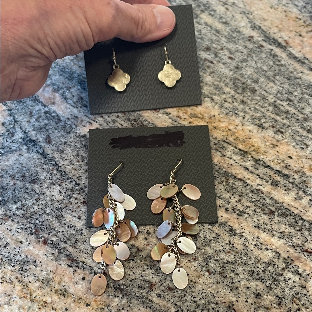 Elegant Gold and Cream Dangle Earrings Bundle